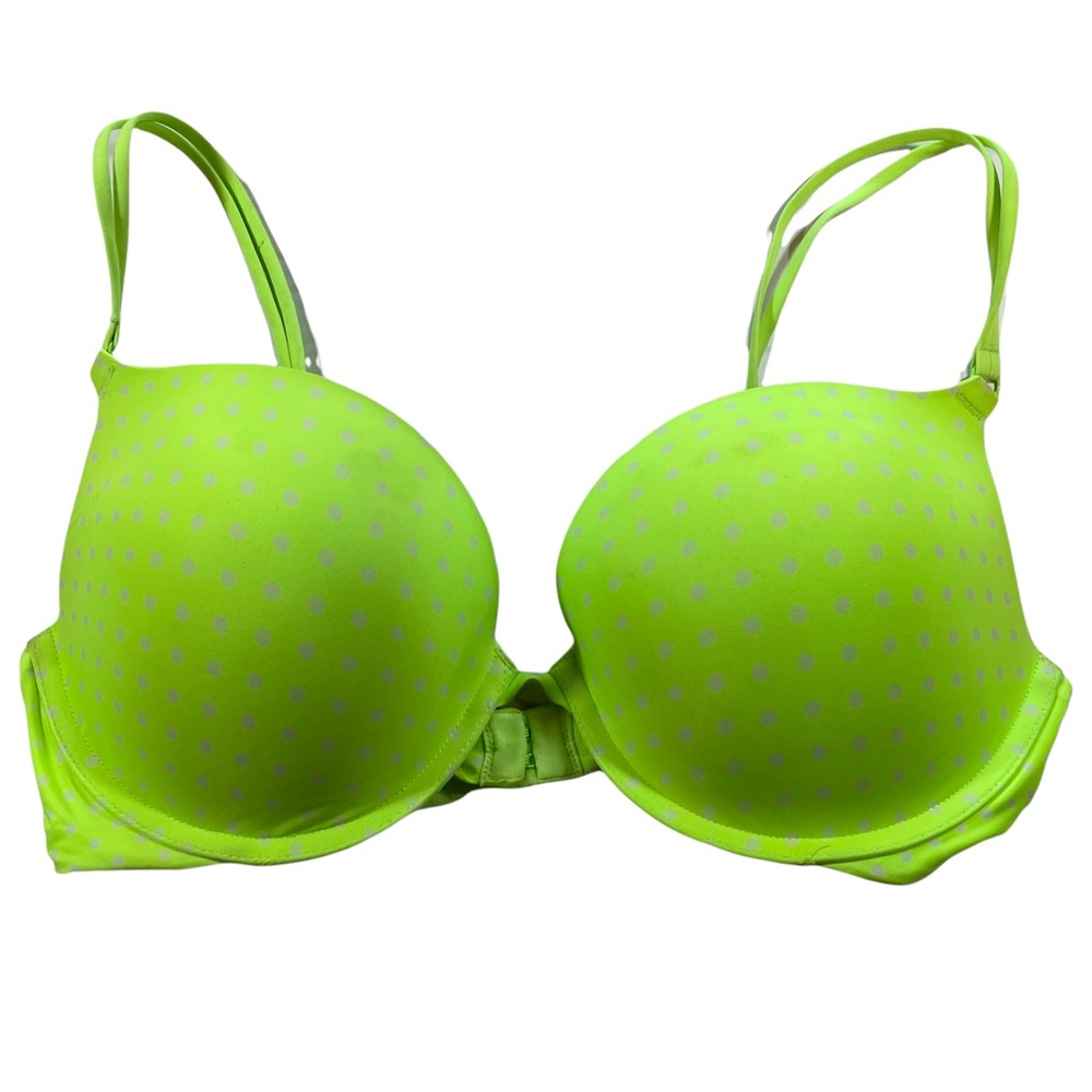 Victoria’s Secret Bra Neon Highlighter Yellow with Cream Polkadots 36D Bra VS